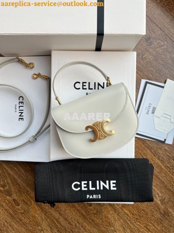 Replica Celine Mini Besace Clea In Shiny Calfskin 10L063 Chalk 4