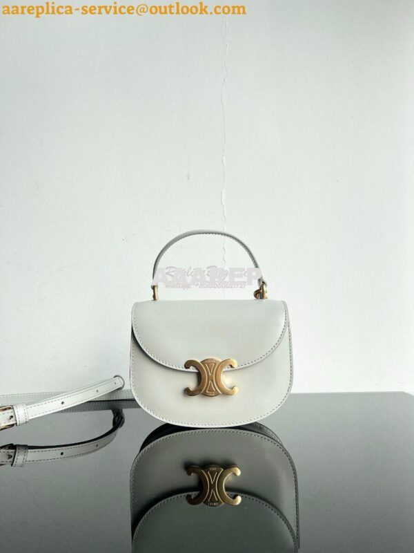 Replica Celine Mini Besace Clea In Shiny Calfskin 10L063 Chalk 6