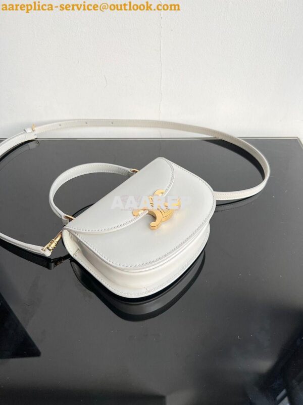 Replica Celine Mini Besace Clea In Shiny Calfskin 10L063 Chalk 7