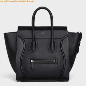 Replica Celine Mini Luggage Tote Bag In Black Drummed Calfskin