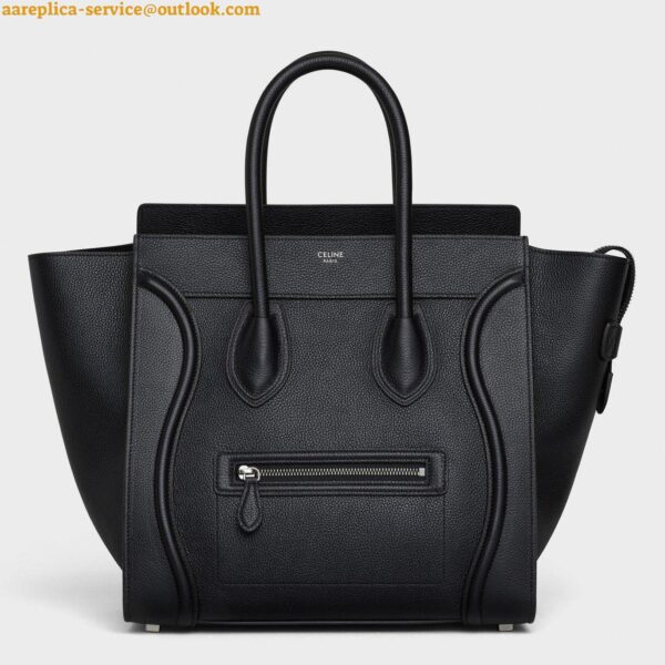 Replica Celine Mini Luggage Tote Bag In Black Drummed Calfskin 2