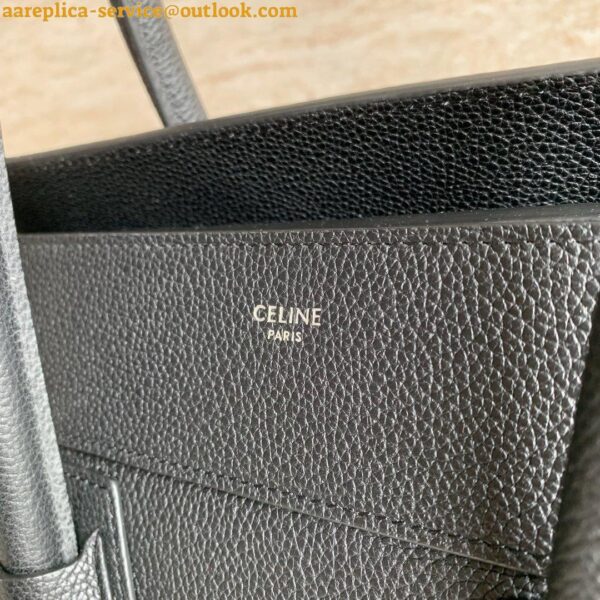 Replica Celine Mini Luggage Tote Bag In Black Drummed Calfskin 4