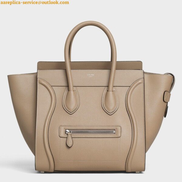 Replica Celine Mini Luggage Tote Bag In Dune Drummed Calfskin 3