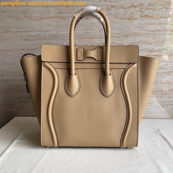 Replica Celine Mini Luggage Tote Bag In Dune Drummed Calfskin 7