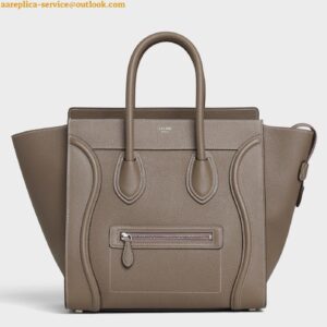 Replica Celine Mini Luggage Tote Bag In Souris Drummed Calfskin