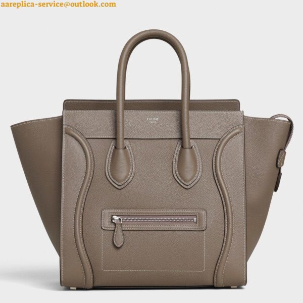 Replica Celine Mini Luggage Tote Bag In Souris Drummed Calfskin 2