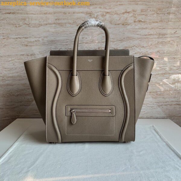 Replica Celine Mini Luggage Tote Bag In Souris Drummed Calfskin 4