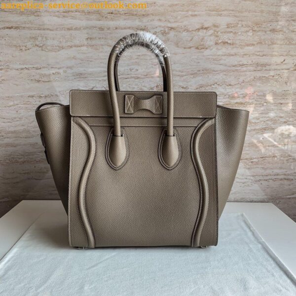 Replica Celine Mini Luggage Tote Bag In Souris Drummed Calfskin 5