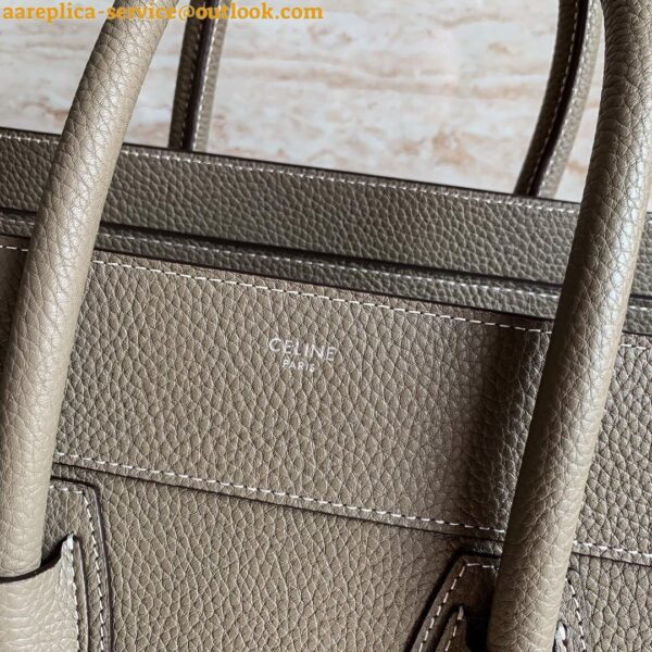 Replica Celine Mini Luggage Tote Bag In Souris Drummed Calfskin 7