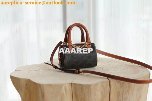 Replica Celine Mini Boston Bag In Triomphe Canvas 195112 3
