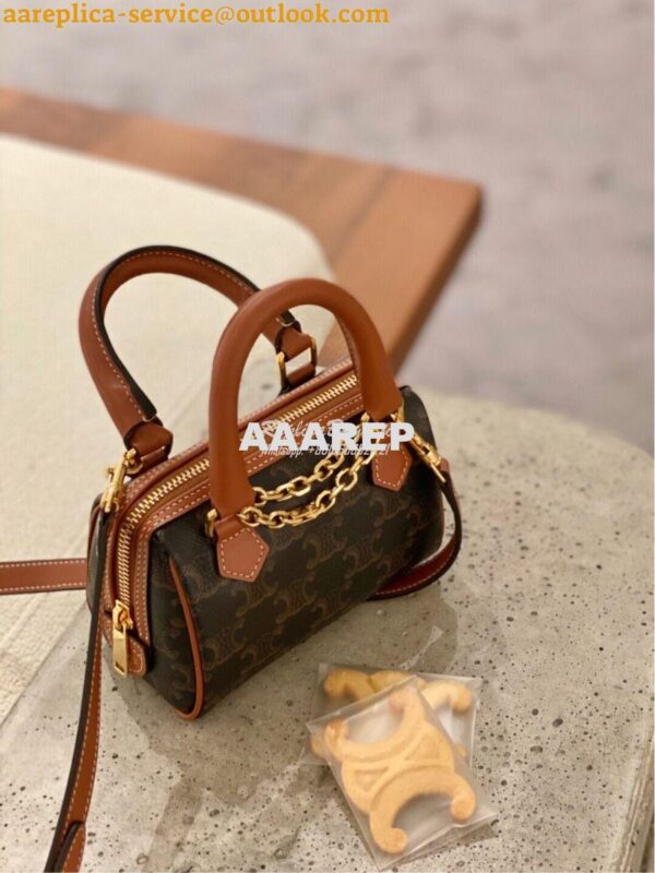 Replica Celine Mini Boston Bag In Triomphe Canvas 195112 4