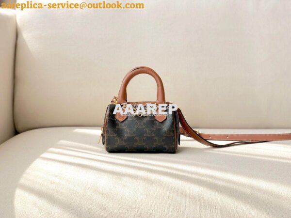 Replica Celine Mini Boston Bag In Triomphe Canvas 195112 5