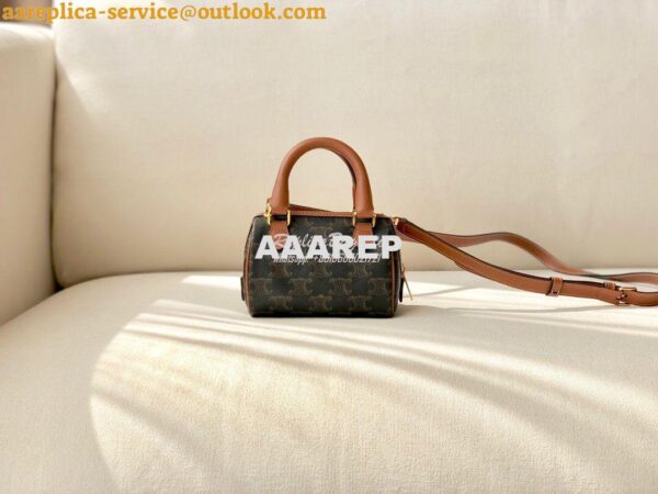 Replica Celine Mini Boston Bag In Triomphe Canvas 195112 7
