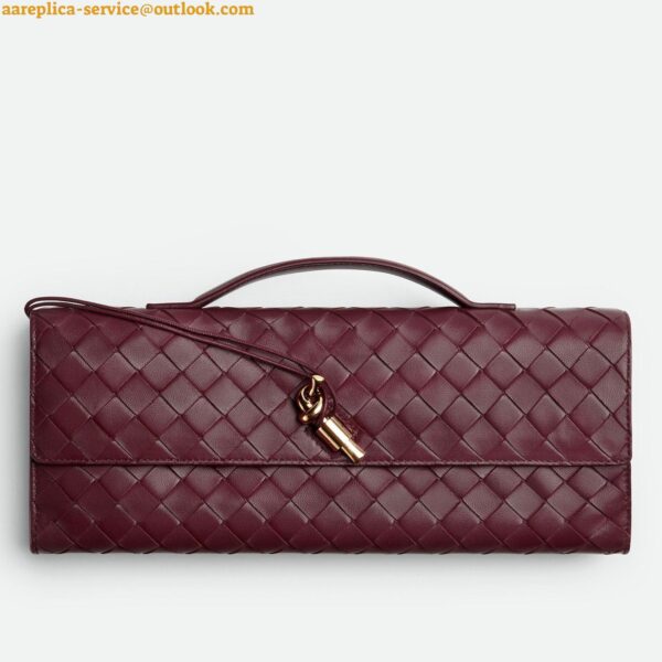 Replica Bottega Veneta Andiamo Clutch with Handle in Barolo Intrecciato Lambskin 2