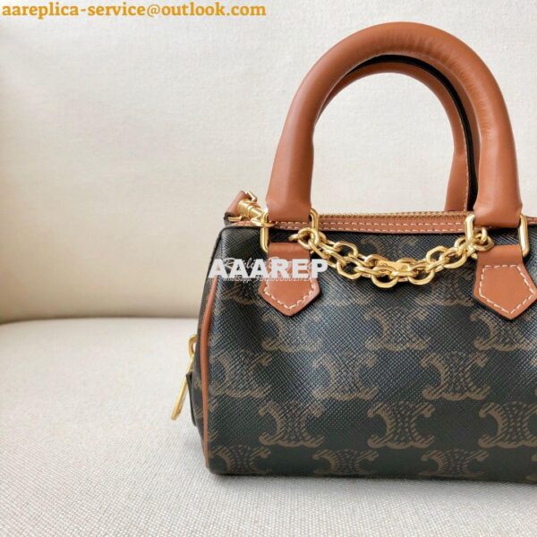 Replica Celine Mini Boston Bag In Triomphe Canvas 195112 9