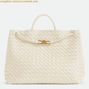 Replica Bottega Veneta Andiamo Large Bag in White Intrecciato Lambskin