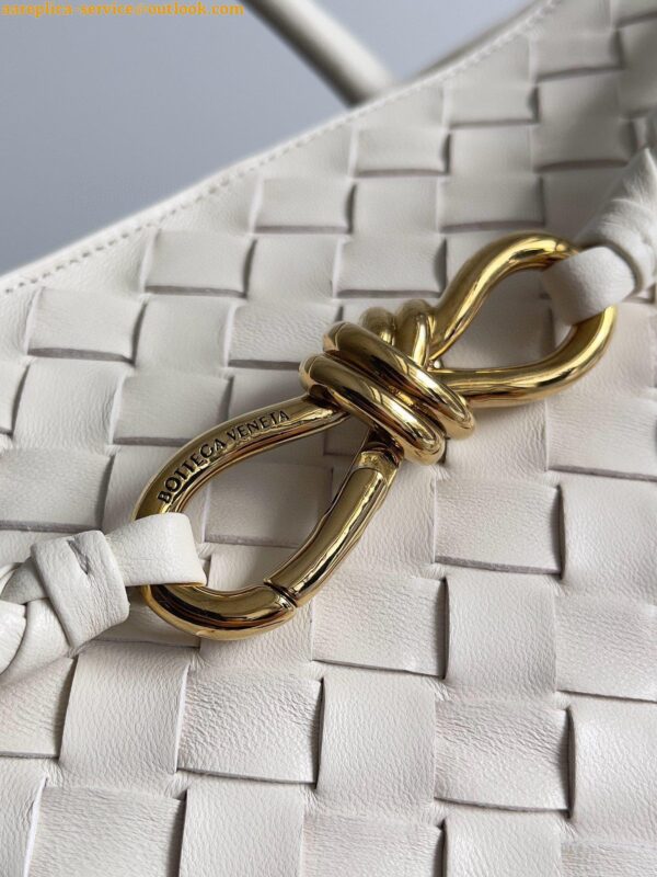 Replica Bottega Veneta Andiamo Large Bag in White Intrecciato Lambskin 6