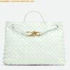 Replica Bottega Veneta Andiamo Large Bag in White Intrecciato Lambskin