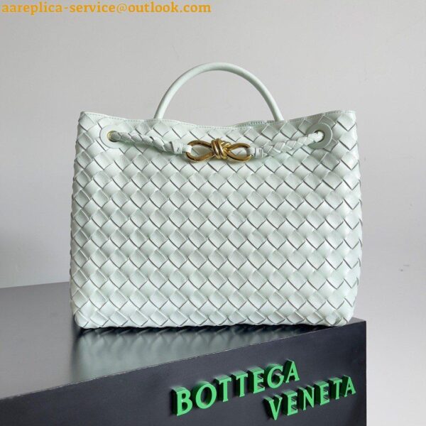 Replica Bottega Veneta Andiamo Medium Bag In Glacier Intrecciato Lambskin 5