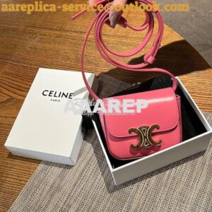 Replica Celine Mini Triomphe In Shiny Calfskin 10I513 Flamingo