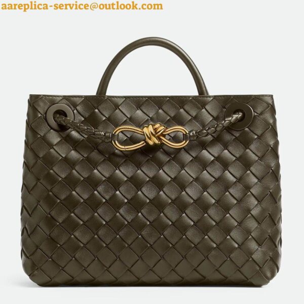 Replica Bottega Veneta Andiamo Small Bag in Kaki Intrecciato Lambskin 10