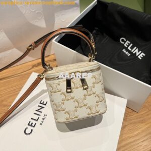 Replica Celine Mini Vanity Case In Triomphe Canvas And Calfskin 10J762