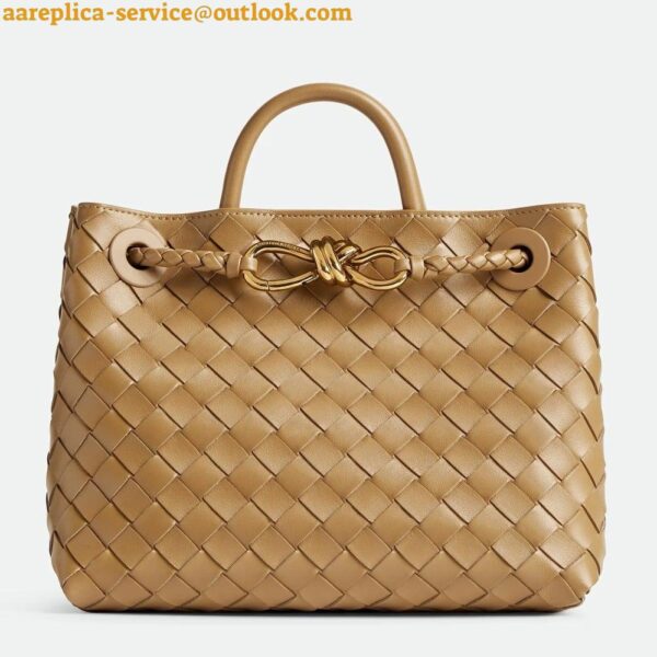 Replica Bottega Veneta Andiamo Small Bag in Praline Intrecciato Lambskin 13