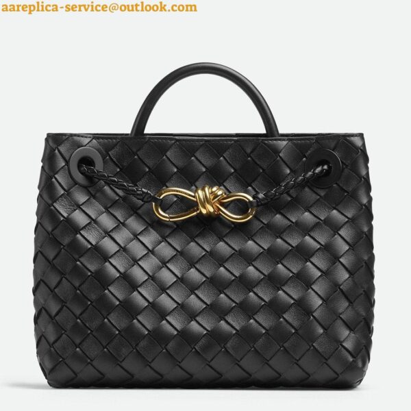 Replica Bottega Veneta Andiamo Small East/West Bag In Black Intrecciato Lambskin 7