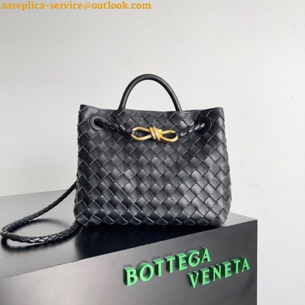 Replica Bottega Veneta Andiamo Small East/West Bag In Black Intrecciato Lambskin 8