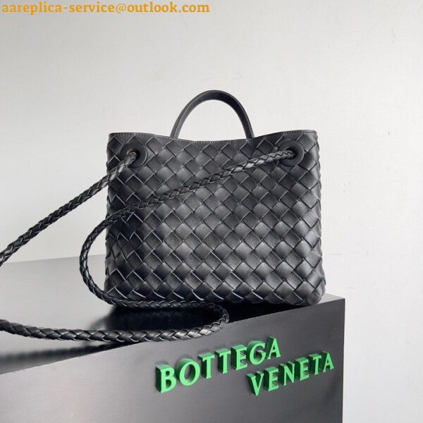 Replica Bottega Veneta Andiamo Small East/West Bag In Black Intrecciato Lambskin 12