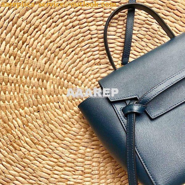 Replica Celine Nano Belt Bag Abyss Blue Grained Calfskin 185003 5