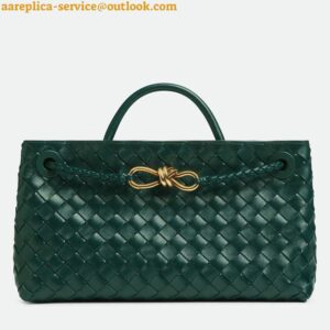 Replica Bottega Veneta Andiamo Small East/West Bag in Green Intrecciato Lambskin