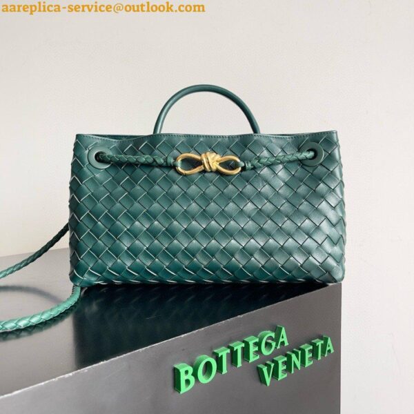 Replica Bottega Veneta Andiamo Small East/West Bag in Green Intrecciato Lambskin 8