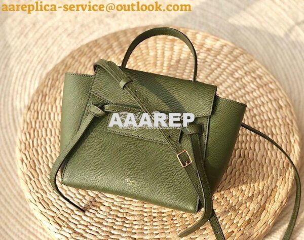 Replica Celine Nano Belt Bag Army Green Grained Calfskin 185003 3