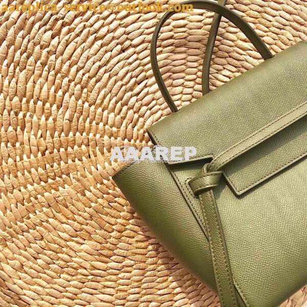 Replica Celine Nano Belt Bag Army Green Grained Calfskin 185003 4