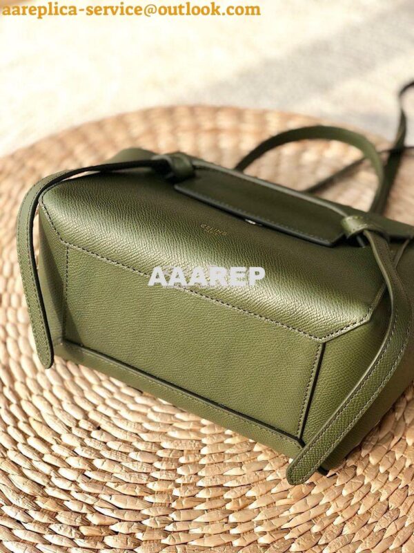 Replica Celine Nano Belt Bag Army Green Grained Calfskin 185003 9