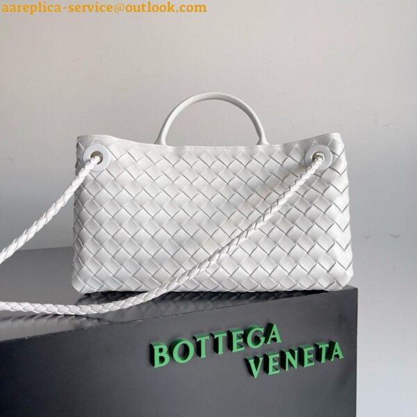 Replica Bottega Veneta Andiamo Small East/West Bag in White Intrecciato Lambskin 12