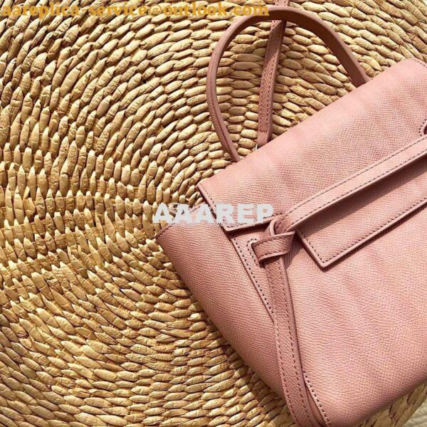 Replica Celine Nano Belt Bag Barbie Pink Grained Calfskin 185003 6