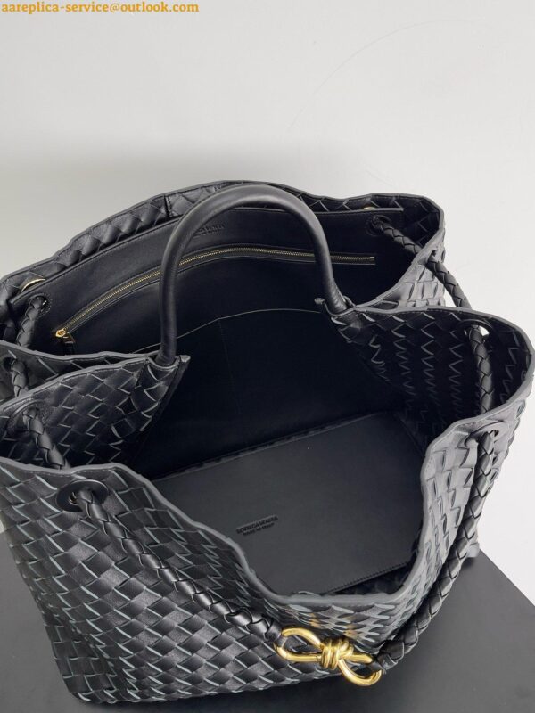 Replica Bottega Veneta Large Andiamo bag In Black Intrecciato Lambskin 10