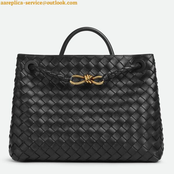 Replica Bottega Veneta Medium Andiamo Bag In Black Intrecciato Lambskin 4