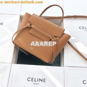 Replica Celine Nano Belt Bag Brown Grained Calfskin 185003