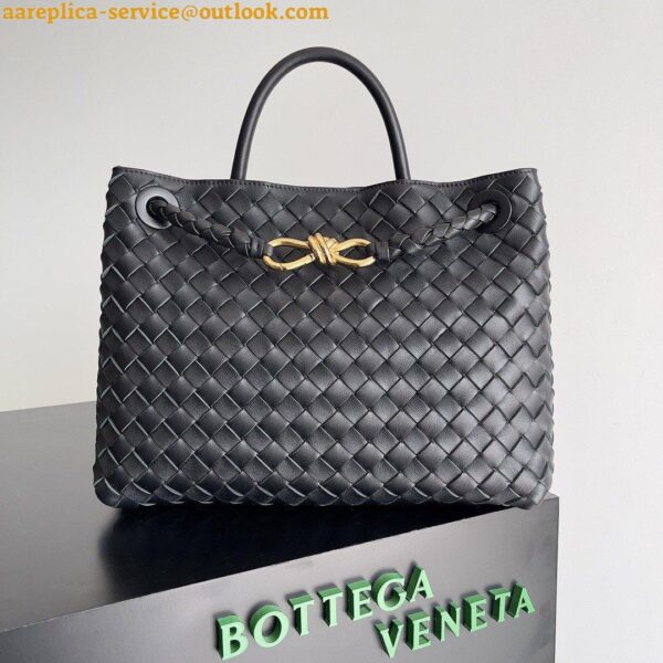 Replica Bottega Veneta Medium Andiamo Bag In Black Intrecciato Lambskin 6