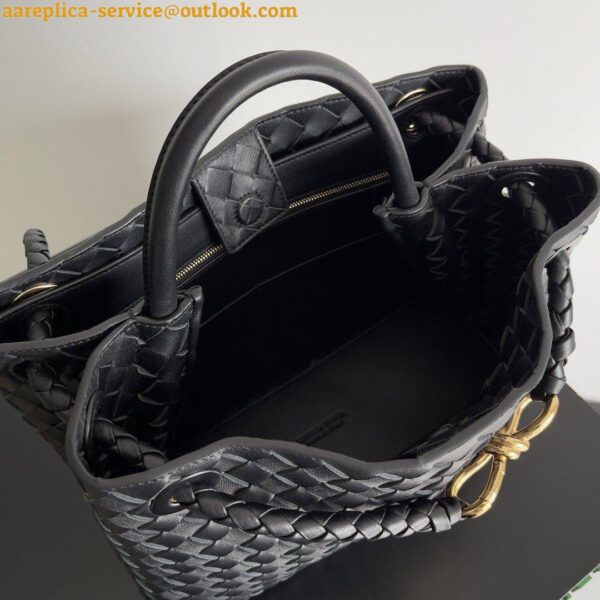 Replica Bottega Veneta Medium Andiamo Bag In Black Intrecciato Lambskin 9