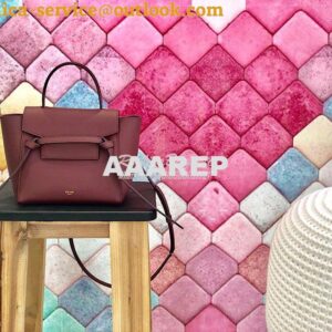 Replica Celine Nano Belt Bag Burgundy Grained Calfskin 185003