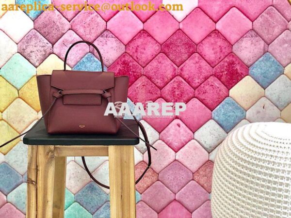 Replica Celine Nano Belt Bag Burgundy Grained Calfskin 185003 3