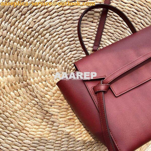 Replica Celine Nano Belt Bag Burgundy Grained Calfskin 185003 5