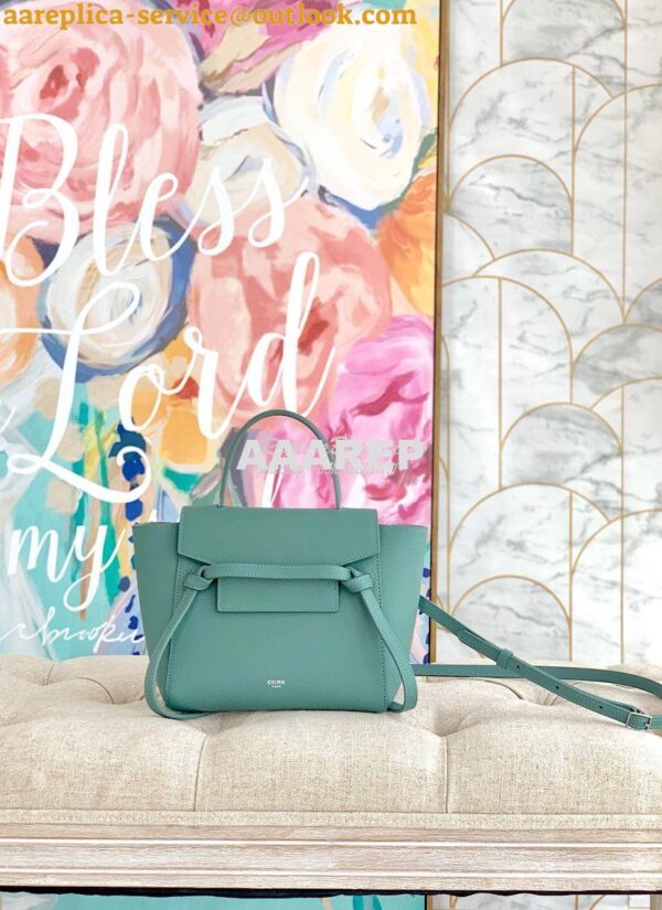 Replica Celine Nano Belt Bag Celadon Grained Calfskin 185003 3