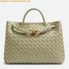 Replica Bottega Veneta Medium Andiamo Bag In Ice Cream Intrecciato Lambskin