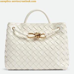 Replica Bottega Veneta Medium Andiamo Bag In White Intrecciato Lambskin