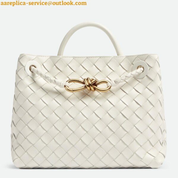 Replica Bottega Veneta Medium Andiamo Bag In White Intrecciato Lambskin 3